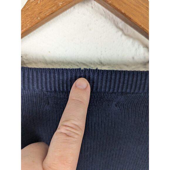 Vtg Sweater Mens Large Blue Plaid Knit Pullover Dad Grandpa Lord and Taylor Old - Picture 6 of 8